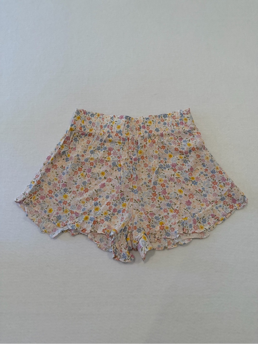 Hippie Rose Pink Floral Ruffle Waistband Shorts